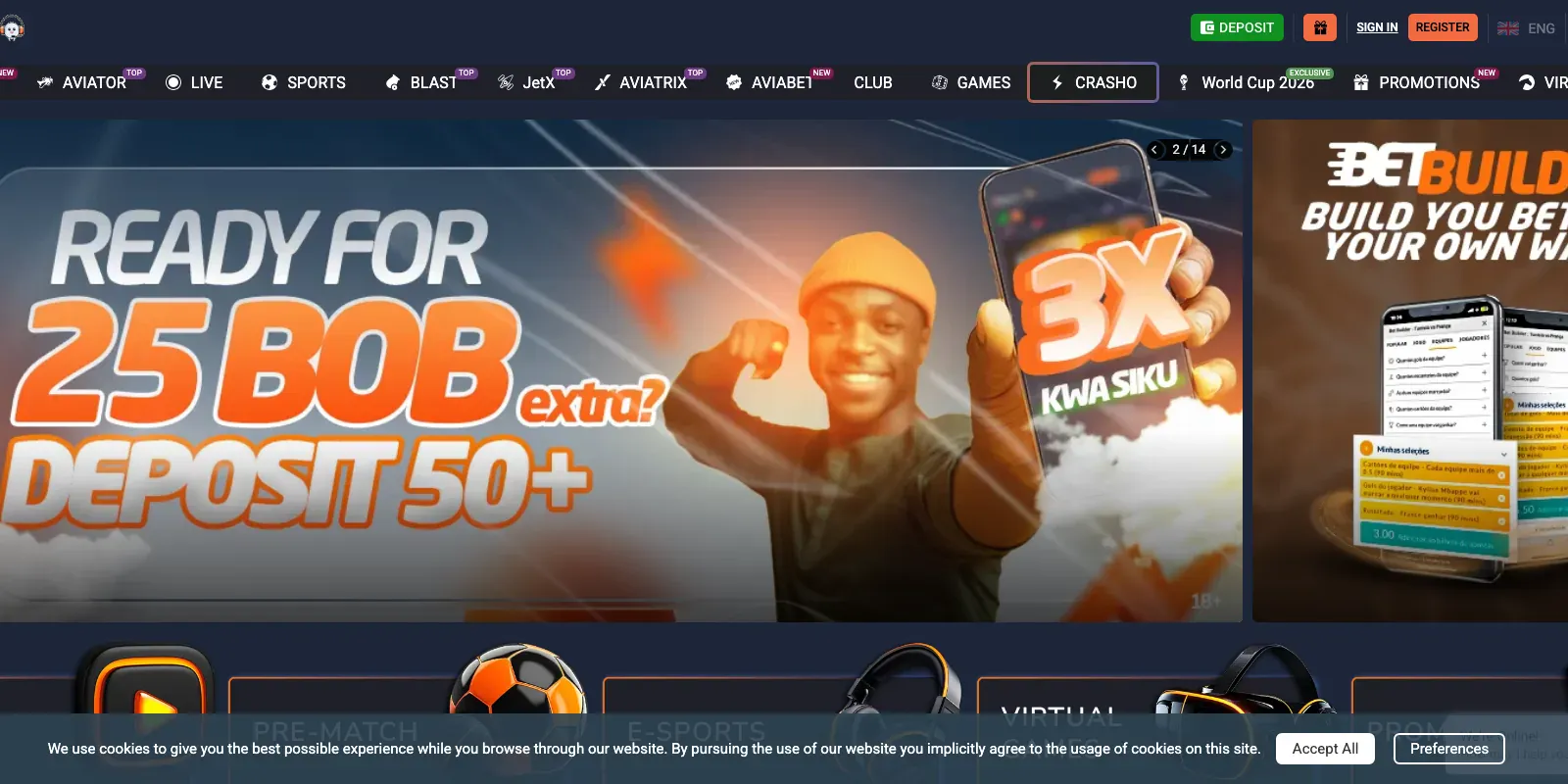 Bantubet homepage screenshot in Kenya