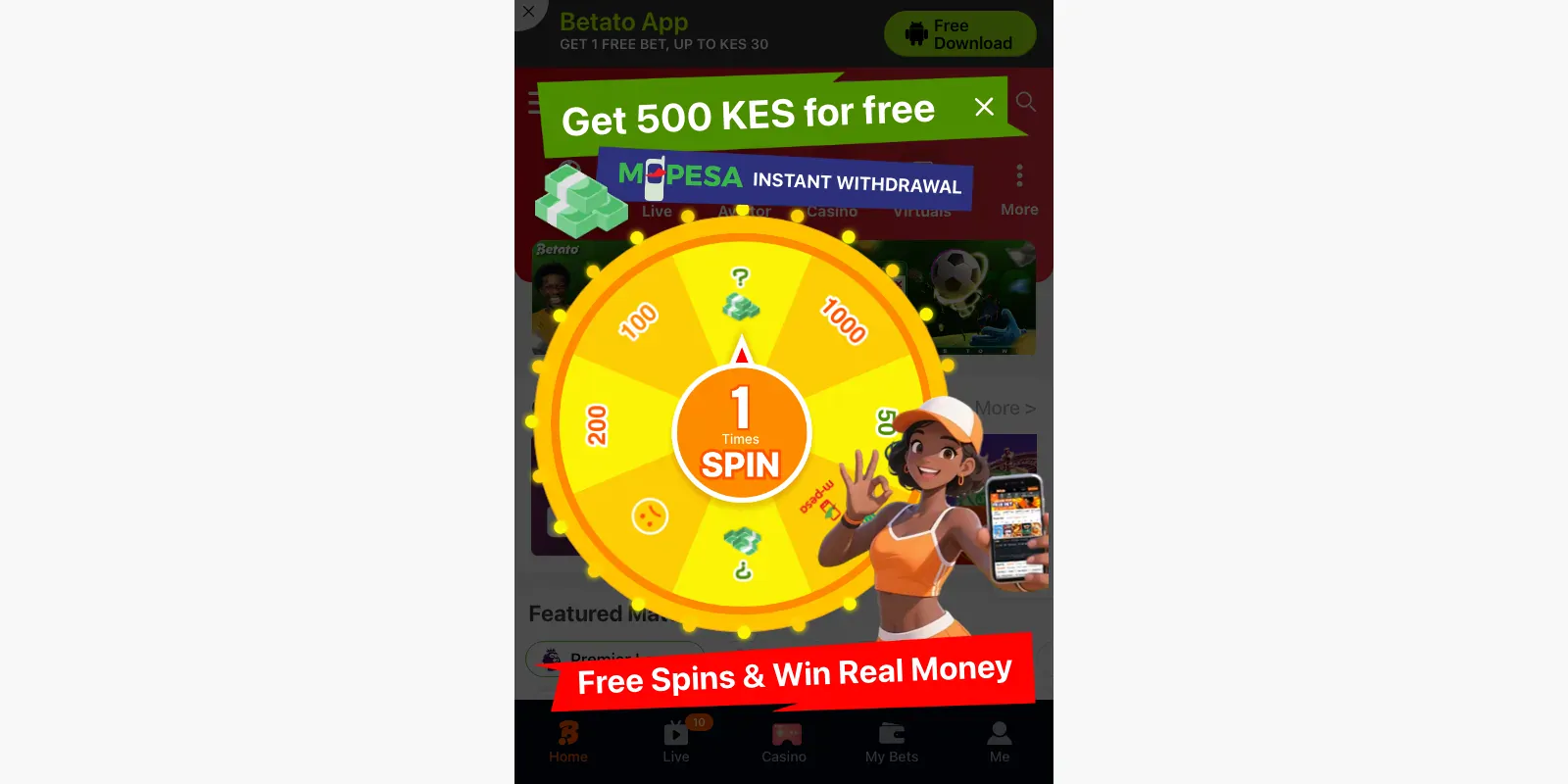 Betato homepage screenshot in Kenya