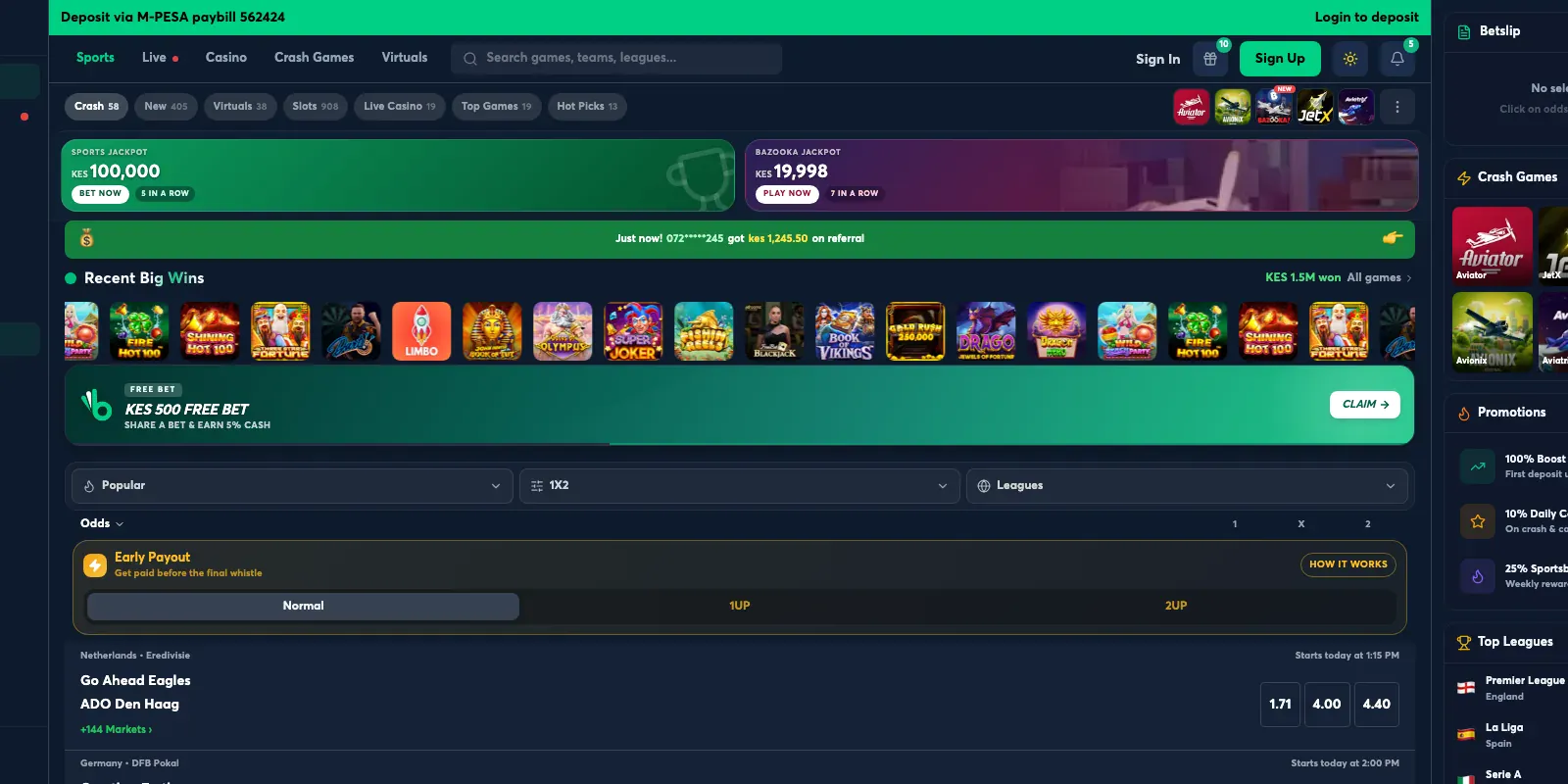 Betfalme homepage screenshot in Kenya