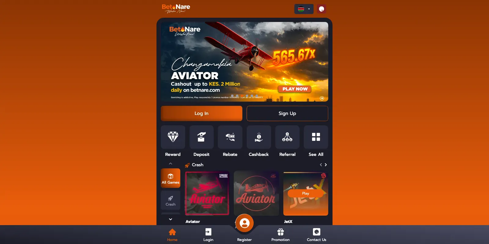 Betnare homepage screenshot in Kenya