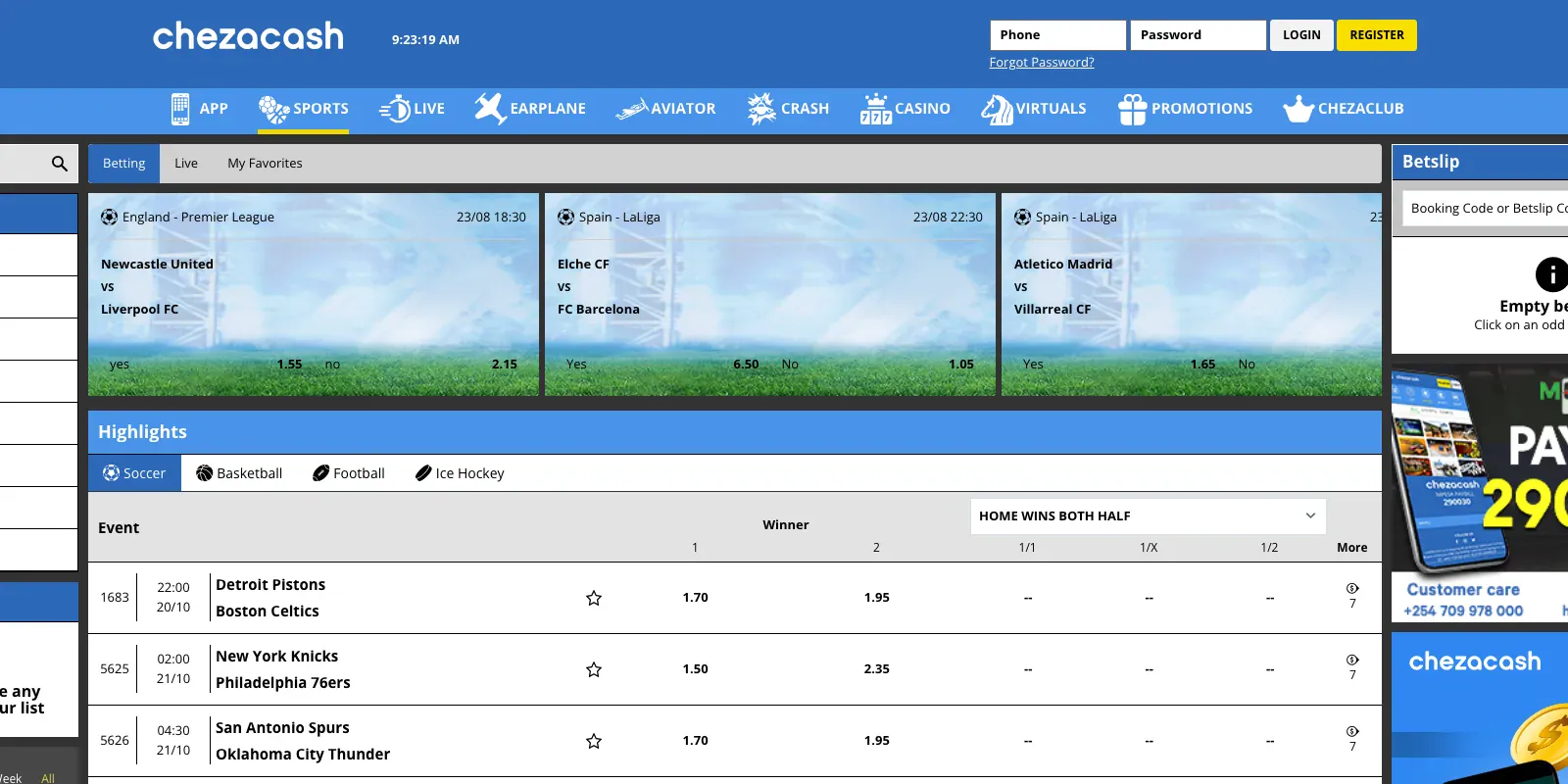 Chezacash homepage screenshot in Kenya