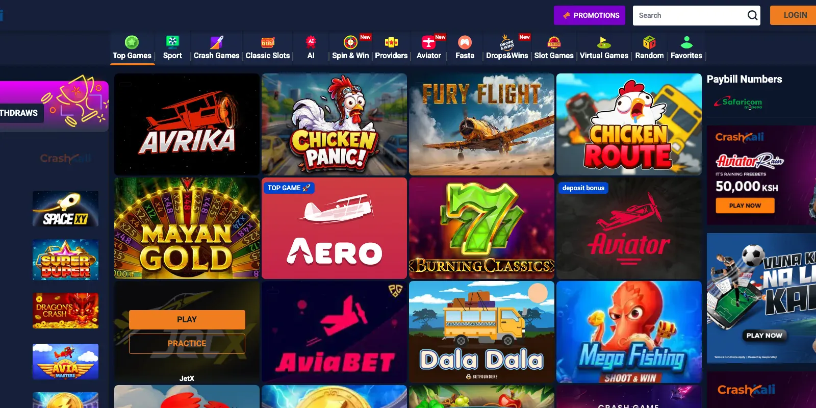 Crashkali homepage screenshot in Kenya