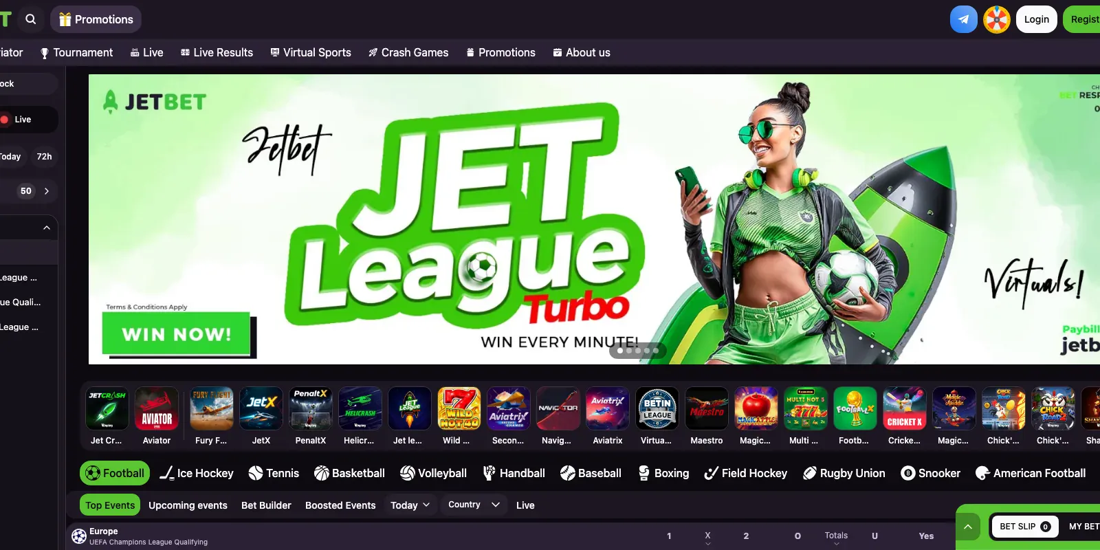 Jetbet homepage screenshot in Kenya