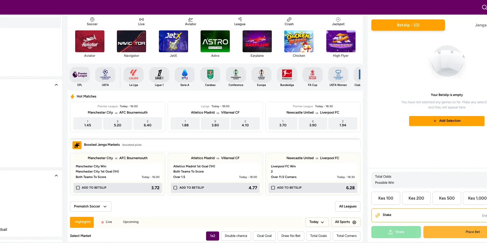Kwikbet homepage screenshot in Kenya