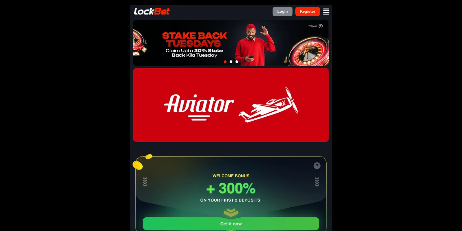 Lockbet homepage screenshot in Kenya