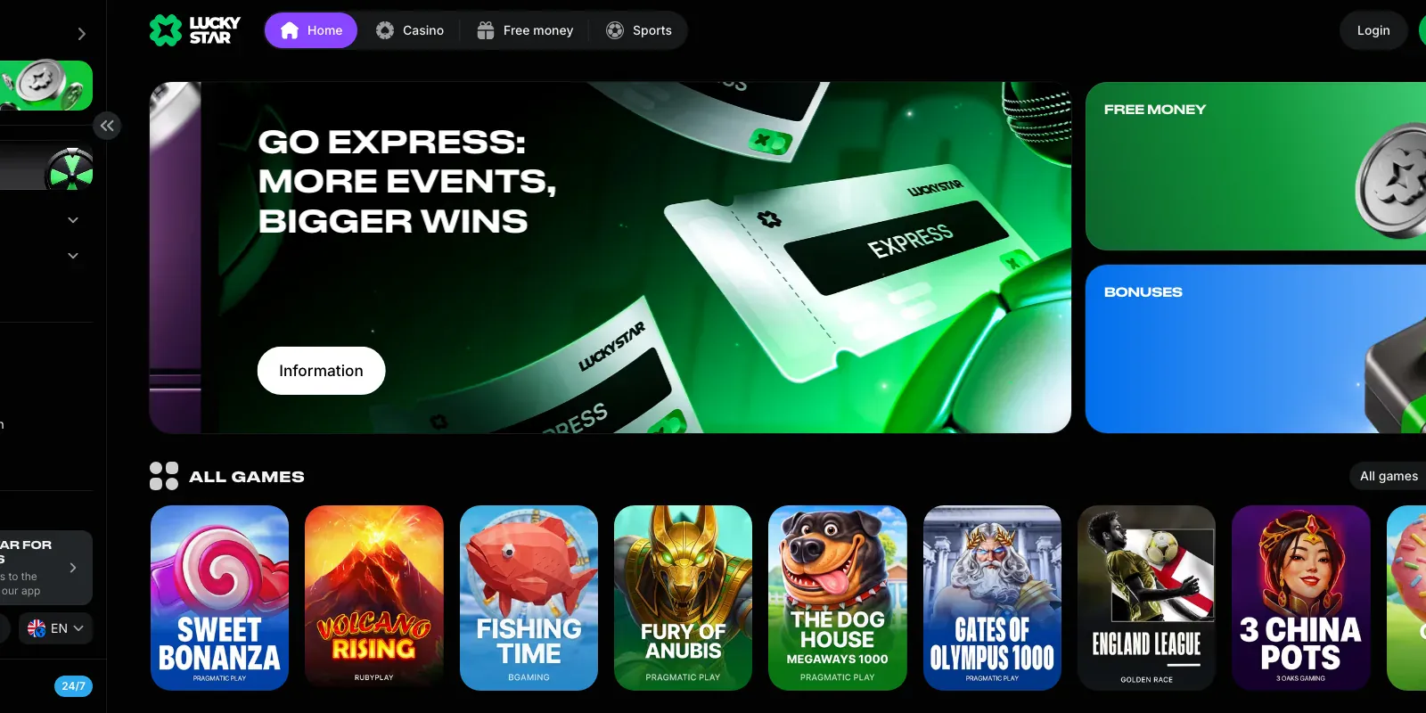 Lucky Star homepage screenshot in Kenya