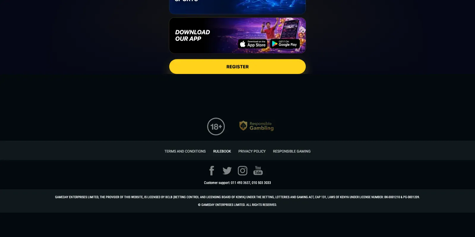 Meridianbet homepage screenshot in Kenya
