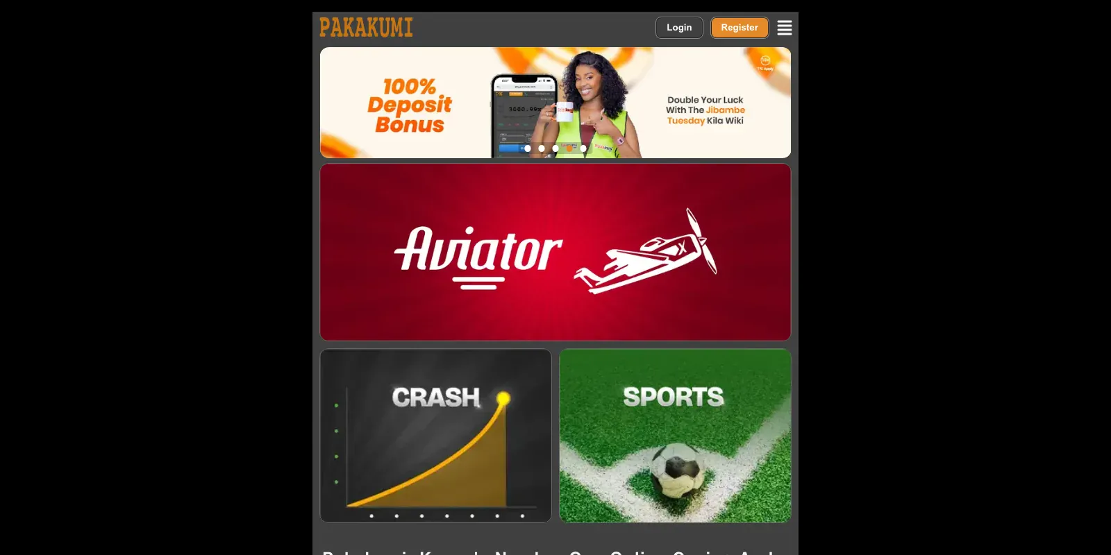 Pakukumi homepage screenshot in Kenya