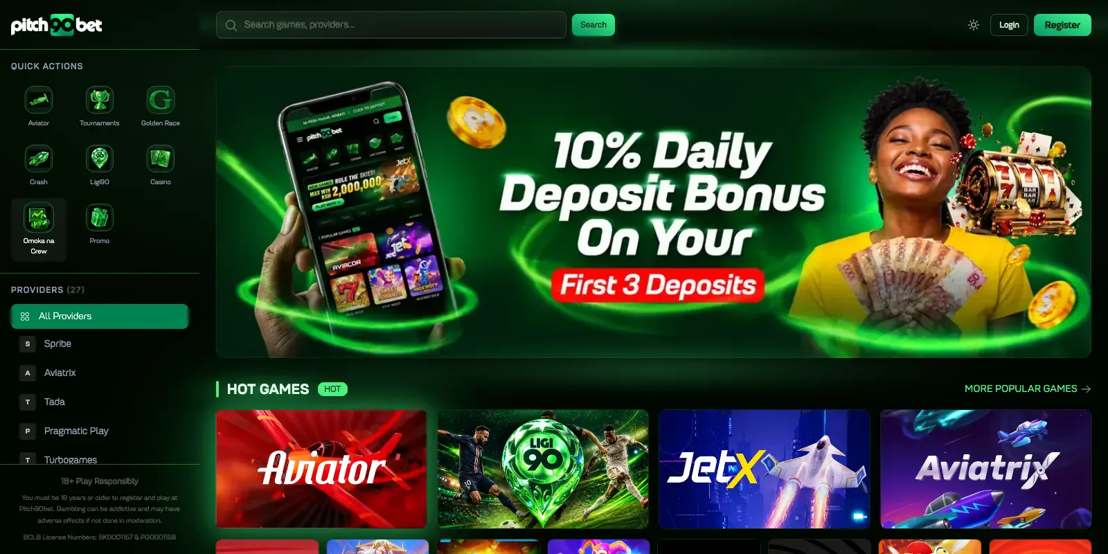 Pitch90Bet homepage screenshot in Kenya