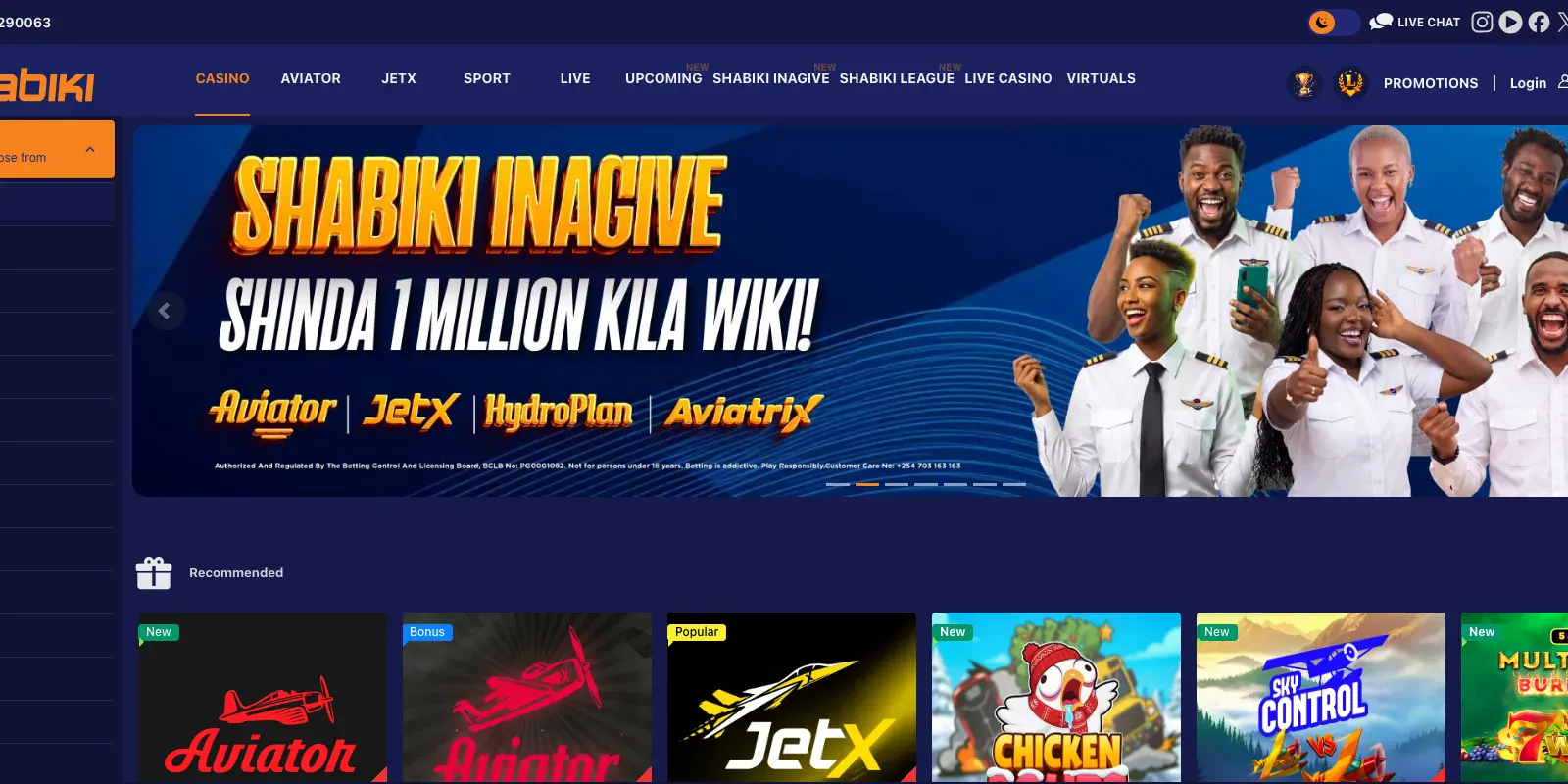 Shabiki homepage screenshot in Kenya